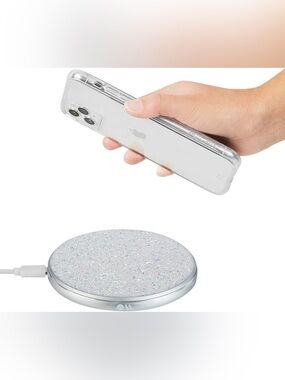 case-mate Sparkle Wireless Charging Pad in Iridescent White, Power Disc